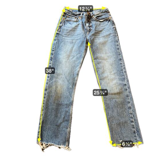 Made And Loved LOFT Women’s Slim Pockets Jeans Raw Hem 0/25 Medium Washed - Picture 2 of 10